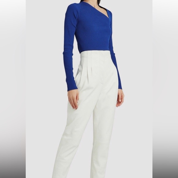 Helmut Lang Royal Blue Ribbed Knit Top - Picture 10 of 11